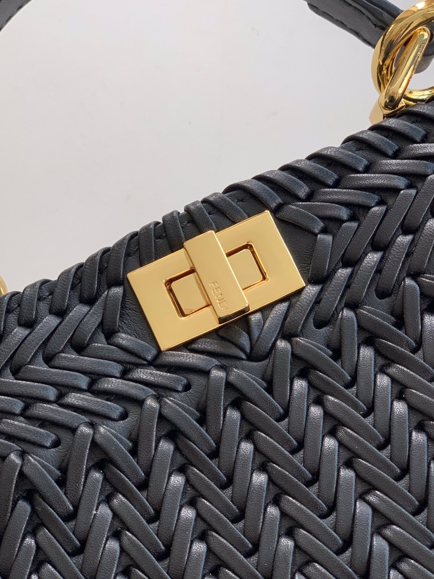 Fendi Peekaboo ISeeU Petite Black Interlace Leather Bag